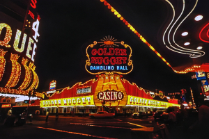 exterior of golden nugget casino at night