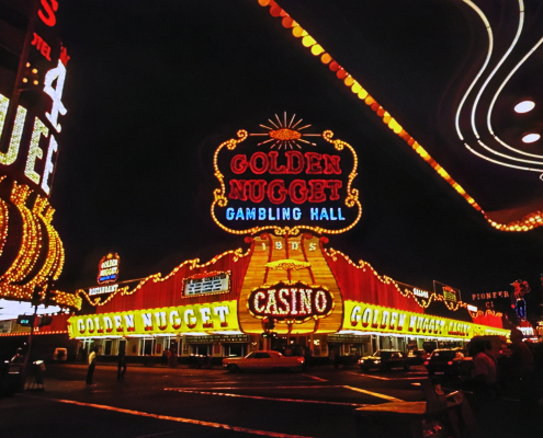 exterior of golden nugget casino at night