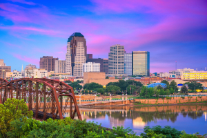 Shreveport downtown skyline on the Red River